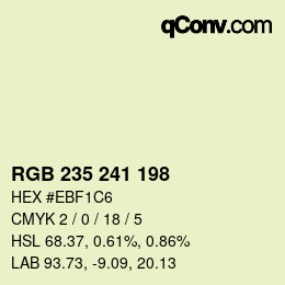 Color code: RGB 235 241 198 | qconv.com