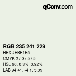 Color code: RGB 235 241 229 | qconv.com