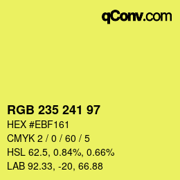 Color code: RGB 235 241 97 | qconv.com