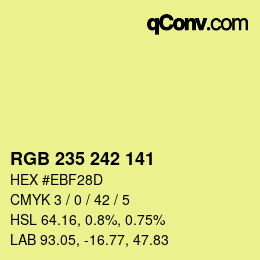 Color code: RGB 235 242 141 | qconv.com