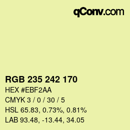 カラーコード: RGB 235 242 170 | qconv.com