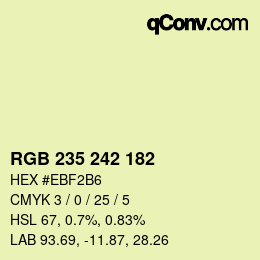 Color code: RGB 235 242 182 | qconv.com