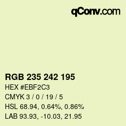 Color code: RGB 235 242 195 | qconv.com