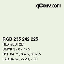 カラーコード: RGB 235 242 225 | qconv.com