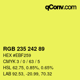 Color code: RGB 235 242 89 | qconv.com