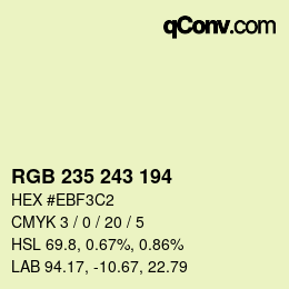 カラーコード: RGB 235 243 194 | qconv.com