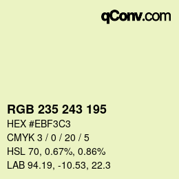 Color code: RGB 235 243 195 | qconv.com