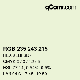 Color code: RGB 235 243 215 | qconv.com