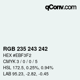 Color code: RGB 235 243 242 | qconv.com