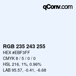 Color code: RGB 235 243 255 | qconv.com