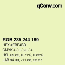 カラーコード: RGB 235 244 189 | qconv.com
