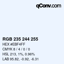 Color code: RGB 235 244 255 | qconv.com