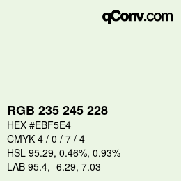 颜色代码: RGB 235 245 228 | qconv.com
