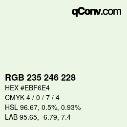 Color code: RGB 235 246 228 | qconv.com