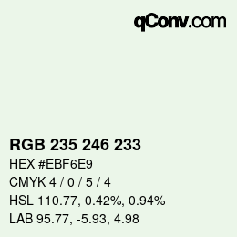Color code: RGB 235 246 233 | qconv.com
