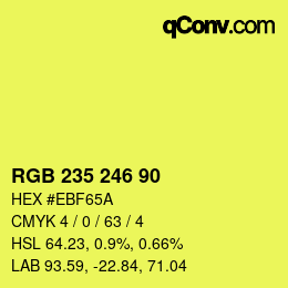 Color code: RGB 235 246 90 | qconv.com