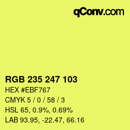 Color code: RGB 235 247 103 | qconv.com