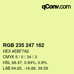 Color code: RGB 235 247 162 | qconv.com
