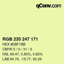 颜色代码: RGB 235 247 171 | qconv.com