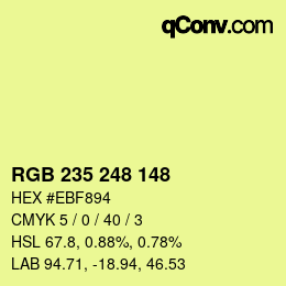 Color code: RGB 235 248 148 | qconv.com
