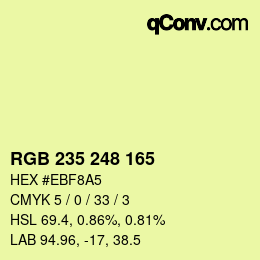 カラーコード: RGB 235 248 165 | qconv.com