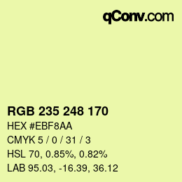 颜色代码: RGB 235 248 170 | qconv.com