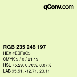 Farbcode: RGB 235 248 197 | qconv.com