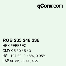 颜色代码: RGB 235 248 236 | qconv.com