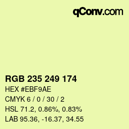 Color code: RGB 235 249 174 | qconv.com