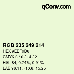 Color code: RGB 235 249 214 | qconv.com