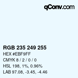 Color code: RGB 235 249 255 | qconv.com