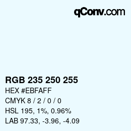 カラーコード: RGB 235 250 255 | qconv.com