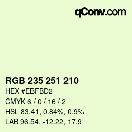 颜色代码: RGB 235 251 210 | qconv.com