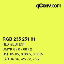 Color code: RGB 235 251 81 | qconv.com
