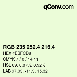 カラーコード: RGB 235 252.4 216.4 | qconv.com