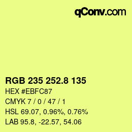 カラーコード: RGB 235 252.8 135 | qconv.com