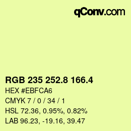 カラーコード: RGB 235 252.8 166.4 | qconv.com