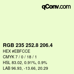 カラーコード: RGB 235 252.8 206.4 | qconv.com