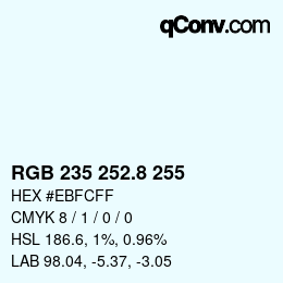 Color code: RGB 235 252.8 255 | qconv.com