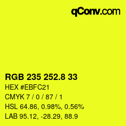 カラーコード: RGB 235 252.8 33 | qconv.com
