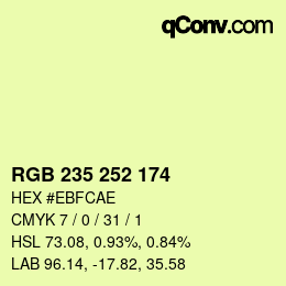 Color code: RGB 235 252 174 | qconv.com