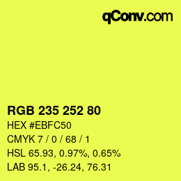 Código de color: RGB 235 252 80 | qconv.com