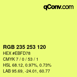 颜色代码: RGB 235 253 120 | qconv.com