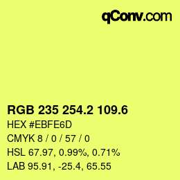 カラーコード: RGB 235 254.2 109.6 | qconv.com