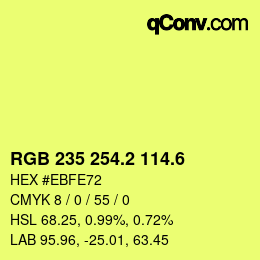 カラーコード: RGB 235 254.2 114.6 | qconv.com