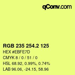 カラーコード: RGB 235 254.2 125 | qconv.com