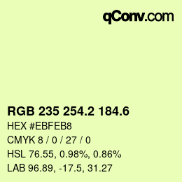カラーコード: RGB 235 254.2 184.6 | qconv.com