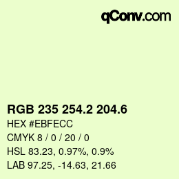 カラーコード: RGB 235 254.2 204.6 | qconv.com