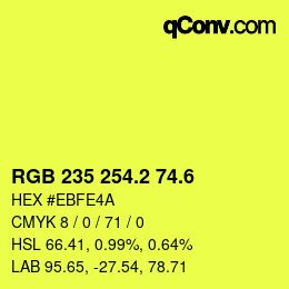 カラーコード: RGB 235 254.2 74.6 | qconv.com