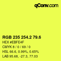 カラーコード: RGB 235 254.2 79.6 | qconv.com